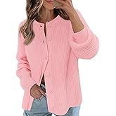 MEROKEETY Women's Winter Fall Long Sleeve Cardigan Sweater 2026 Crew Neck Button Open Front Chunky Knit Outfits