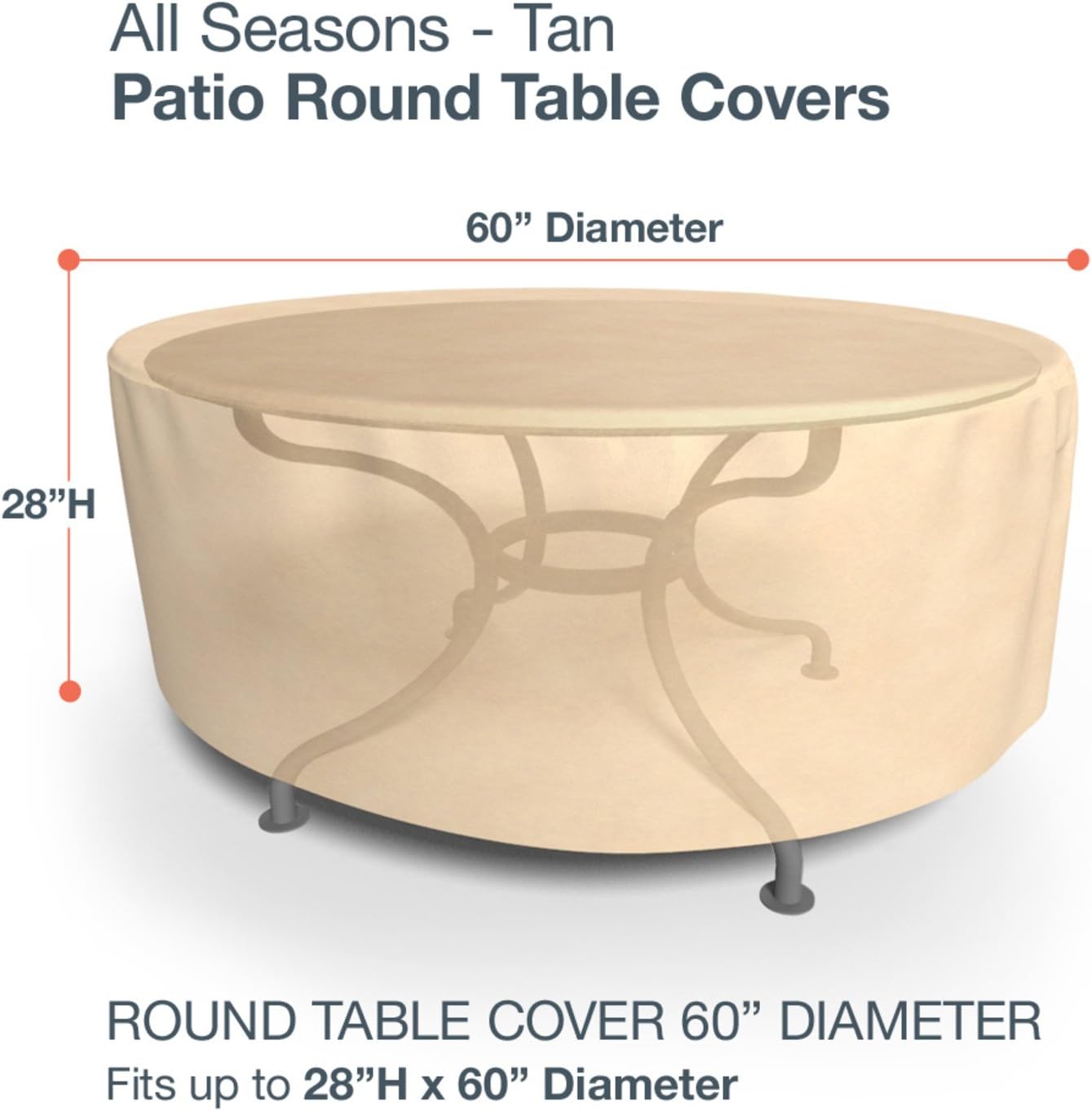Budge P5A23SF1 All-Seasons Round Patio Table Cover, Large, Tan : Patio Table Covers : Garden & Outdoor