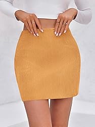 Wenrine Womens Mini Skirt High Waisted Basic Casual