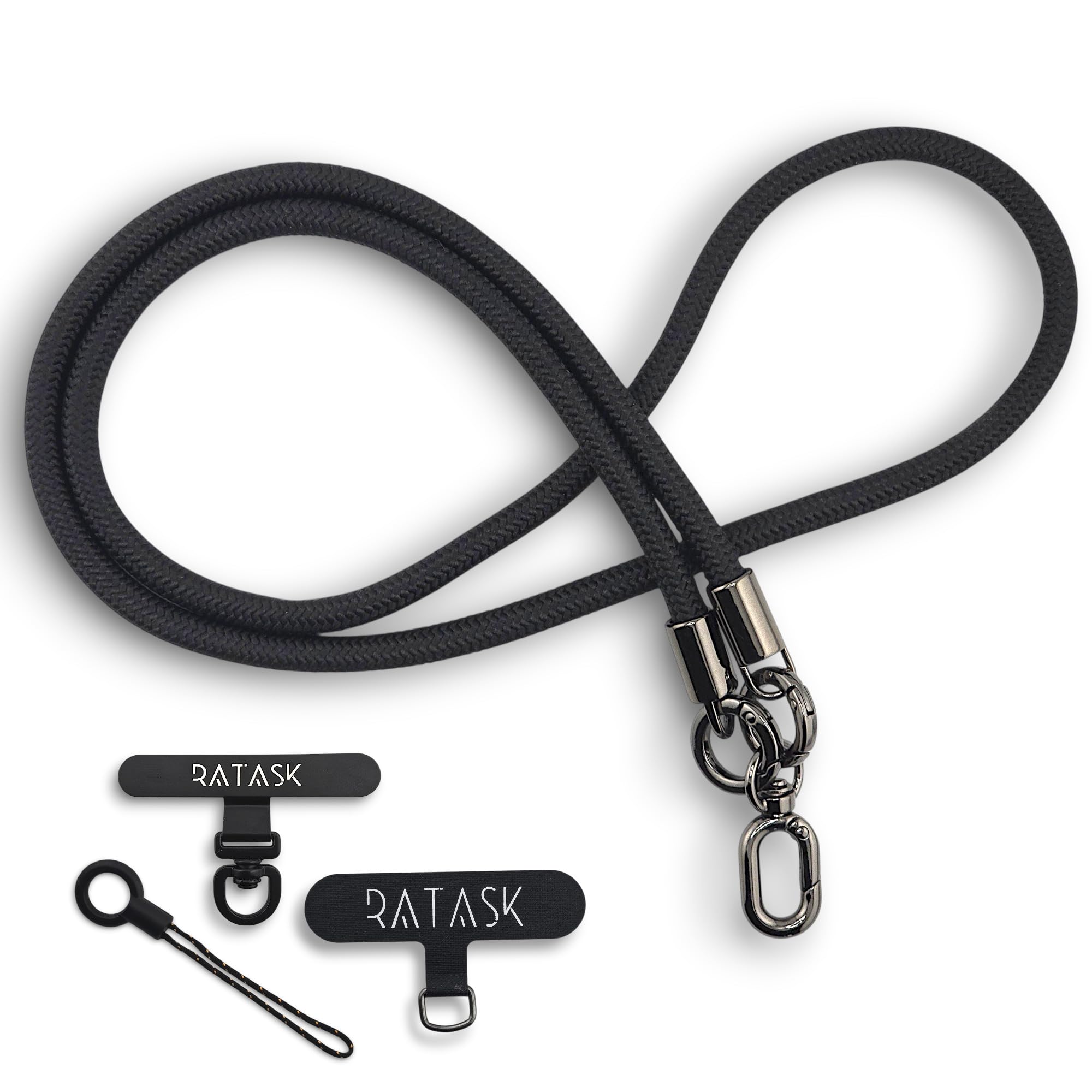 RATASK Neck Lanyard Strap for Mobile Phones, Camera, ID card Holder, Badge Holder, with Two Tether Tabs (Black)