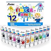 ABEIER Washable Finger Paint for Toddlers, Safe Non-Toxic, 12 Vibrant Colors (1.21fl oz), Baby Safe Paint for Hand and Feet, Mess Free Art Supplies for Kids, Preschool Learning Gifts, Ages 1-3 4 5 6+