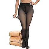 CHRLEISURE Women's Fleece Lined Tights - Fake Sheer Warm Pantyhose Thick Winter Leggings