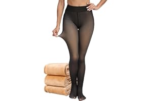CHRLEISURE Women's Fleece Lined Tights - Fake Sheer Warm Pantyhose Thick Winter Leggings