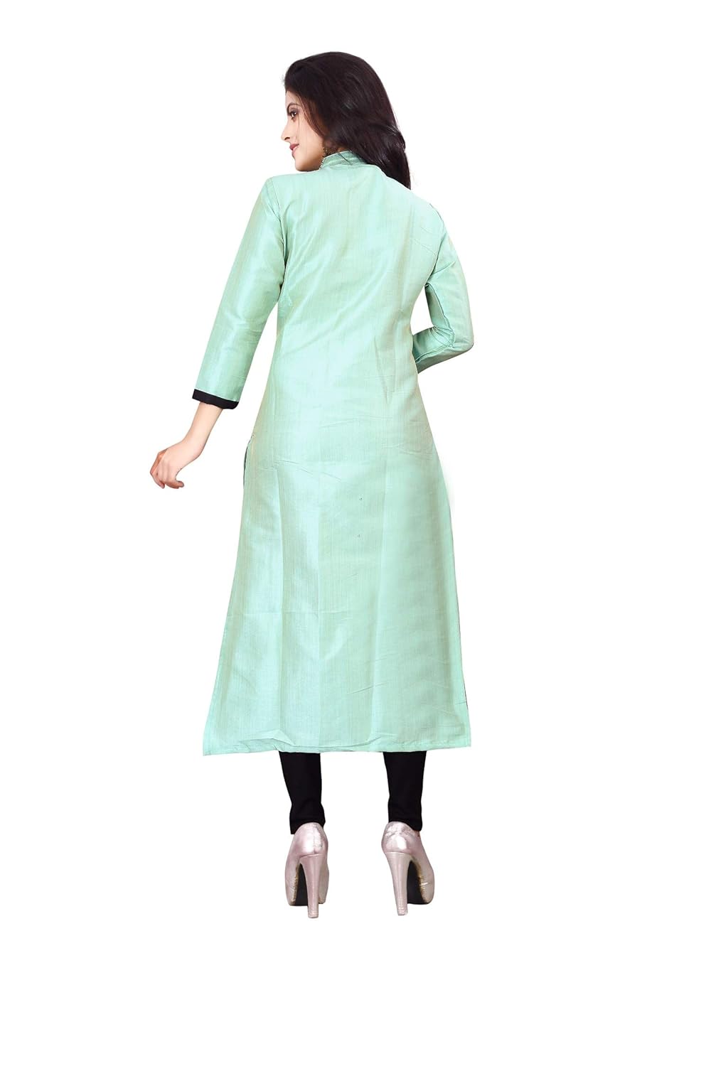 om sai latest creation women's shining khadi cotton stitched straight kurti (oslc-k2093) green