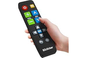 EZclicker Universal TV Remote Control for All Toshiba ONLY (Black) Big Button, Simplified and Easy to Use (2xAAA Batteries no