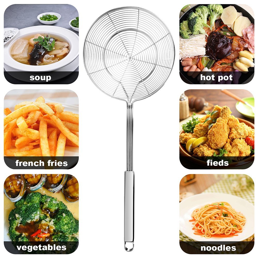 Strainer Skimmer, Stainless Steel Spider Strainer, Ladle for Pasta