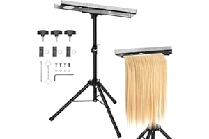 ikare Stainless Steel Braiding Rack - Height Adjustable Hair Extension Holder, Braiding Rack Stand Tripod, Foldable Hair Tray