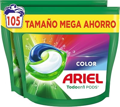 PODS All in 1 detergente líquido para máquina de lavar, 105 cápsulas/comprimidos, sabonete extra colorido, mais cor e brilho, limpeza profunda