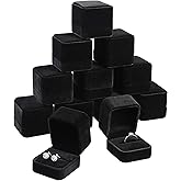 Zhanmai 12 Pcs Velvet Ring Box Jewelry Box Earring Jewelry Case Gift Boxes for Women Wedding Anniversary 2.12 x 1.77 x 2 Inch(Black)