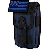 IronSeals Tactical Phone Holster Pouch, Smartphone Pouch Phone Case Molle Gadget Bag Molle Attachment Belt Holder Waist Bag for 4.7"-6.9" with US Flag Patch for iPhone 17 Pro/16 Pro/15 Pro