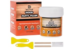 deuvuo White Wood Filler, White Wood Putty Filler Paintable, Stainable & Quick Drying - Quick and Lasting Fix for Any Wood Damage (9.87 Ounce)