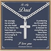 IEFLIFE Valentines Gifts for Him Men - Silver Cuban Chain Stainless Steel Cross Necklace, Valentines Gifts for Grandson Husband, Mens Teens Valentine Gift Cross Necklace Jewelry