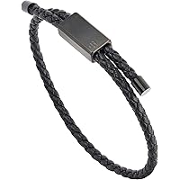 Pulsera De Cuero Trenzado Negro Con Cierre De Imán