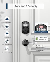 TEEHO TE001L Keyless Entry Door Lock with 2 Handles
