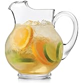 Libbey Acapulco Large Glass Pitcher Set of 2, 89 Oz, Clear, Tall Bubble Glass Pitchers with Handle, Modern Drink Pitchers for Iced Tea, Punch and More