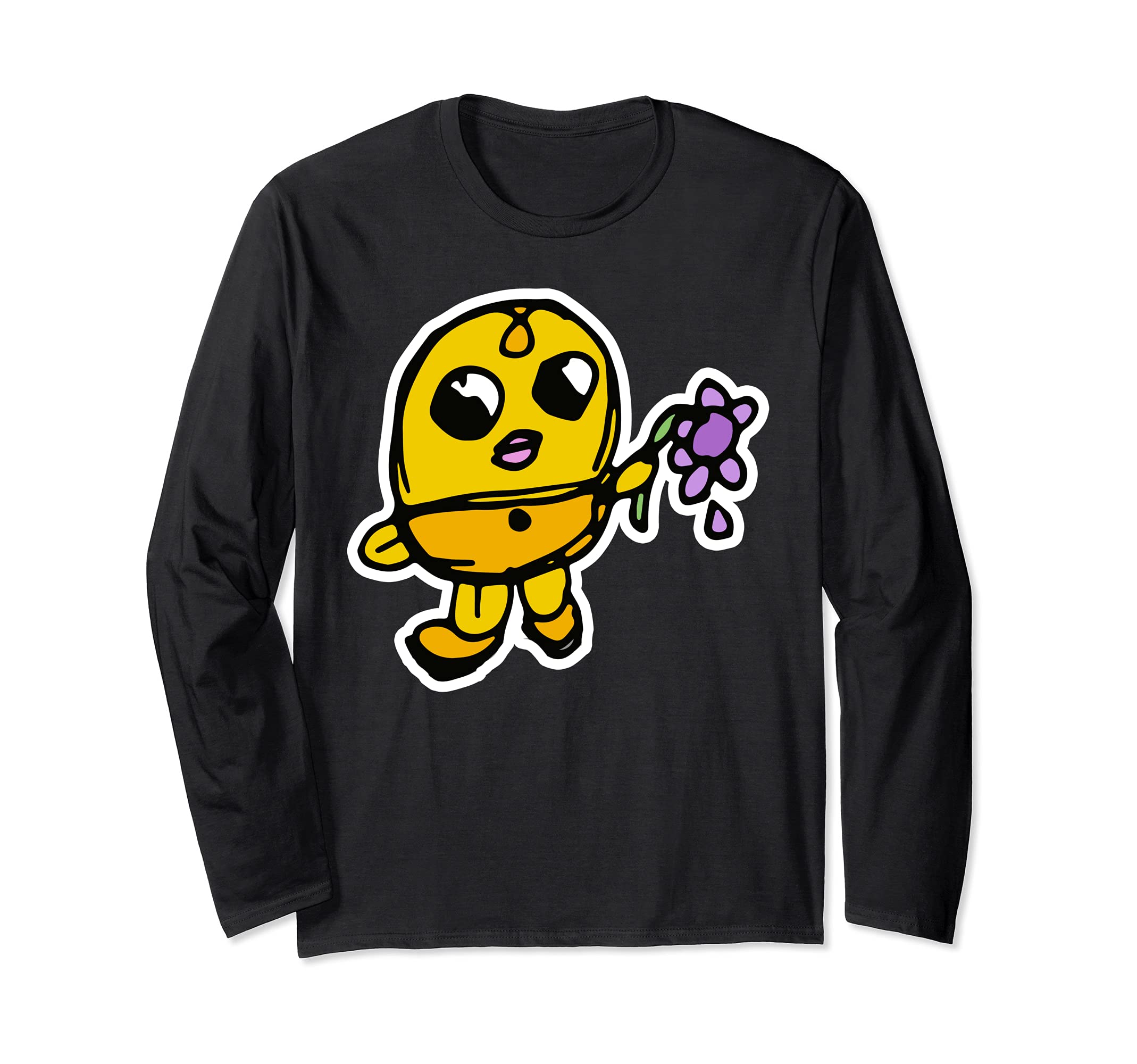 Cute Anime Kawaii Chicken Japanese Super Cute Purple Flower Long Sleeve T-Shirt