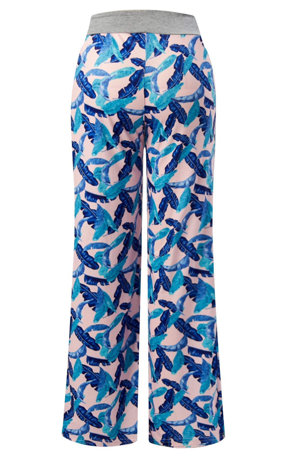 Loveternal Femmes Pantalon De Pyjama Imprimé Taille Élastique Plume Harem Pantalon Boho Yoga Wide Leg Pants S