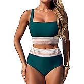 ZAFUL Women Bikini Swimsuits Swim Suits for Women 2025 Tummy Control Sporty High Waisted Bikini Two Piece Bathing Suit