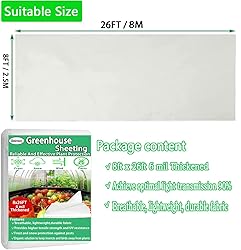 8FTx26FT Greenhouse Plastic Sheeting, 6 Mil Thick