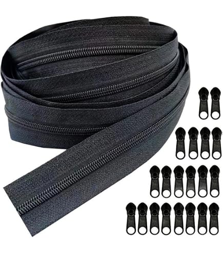 5 Black Nylon Coil Zippers By The Yard, Bulk 10 Yards Black Tape With 25pcs Zipper Sliders For DIY Sewing, Crafts, Home Textiles YIGUANXIN
