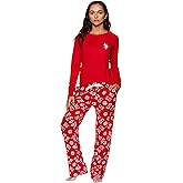 U.S. Polo Assn. Women's 2-Piece Pajama Set, Long Sleeve Top, Pants Valentines Gifts for Her