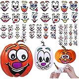48 Sets 3 Sizes Halloween Funny Face Pumpkin Decorating Craft Kits Jack-O'-Lantern Face Stickers Self-Adhesive Foam Halloween