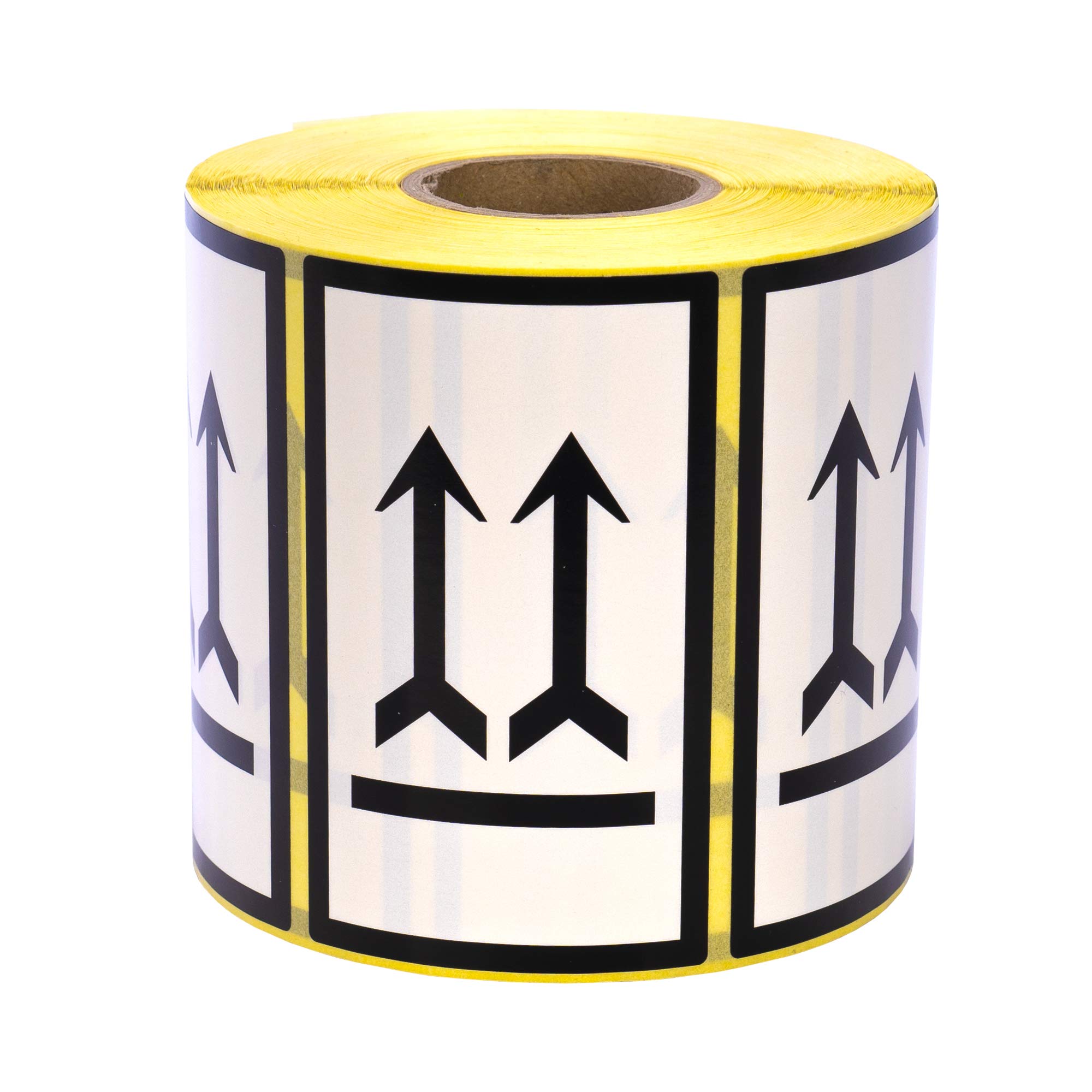 MD Labels “This Side Up” Labels Roll – 100 x 60 mm, 1000 pcs, Double Arrow Design for Boxes, Shipping & Handling Stickers