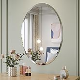Mestikits Frameless Oval Mirror, 22x30 Inch Beveled Bathroom Mirrors for Over Sink, Tempered Glass Oval Mirrors for Vanity, L