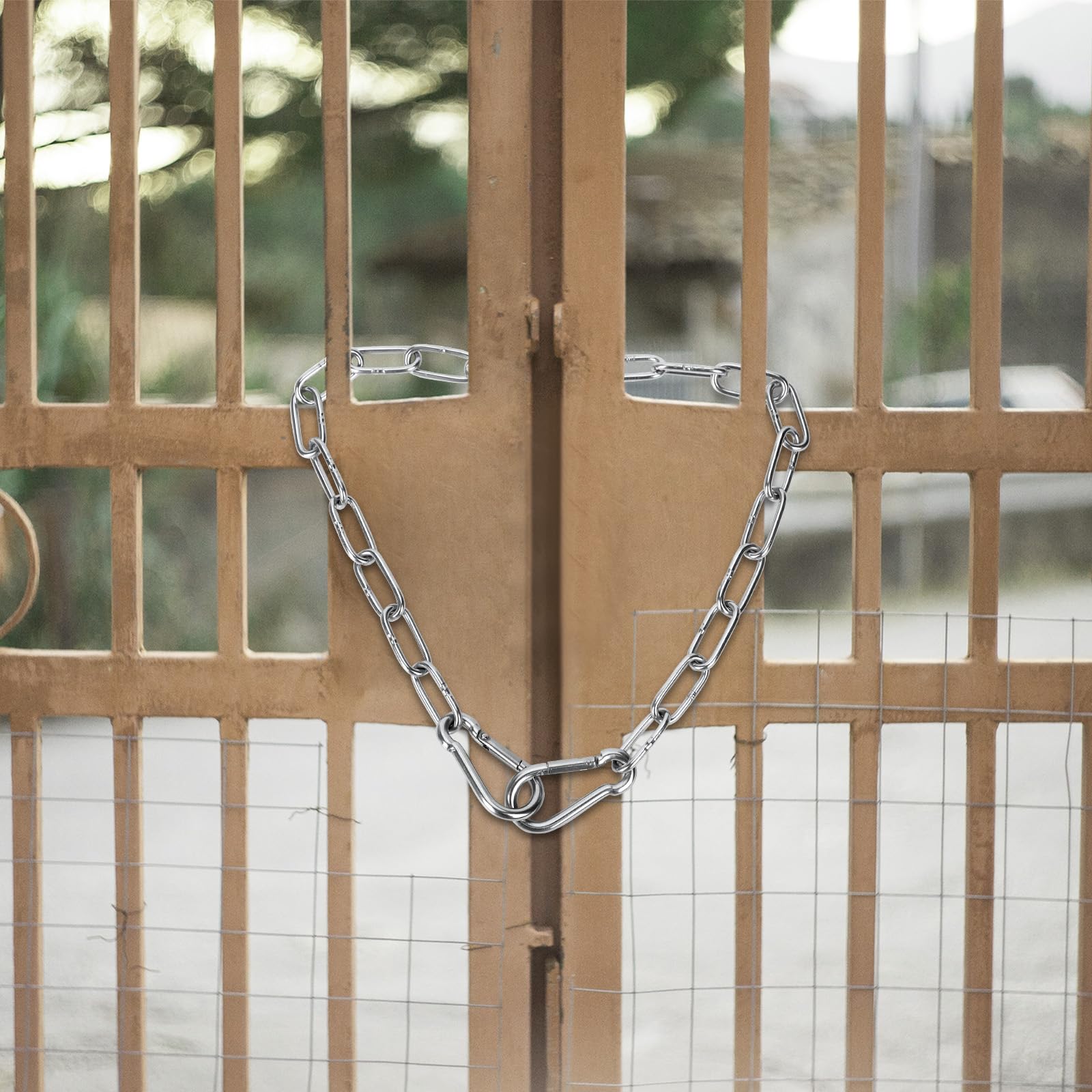 Chain Link Fence Lock NUAHRHY 2pcs Gate Chain Lock Stainless Steel  20/39inch Gate Chain Link Lock Chain Link Gate Latch Spring Buckle  Weatherproof Outdoor Fence Gate Chain Chain Link Gate Lock