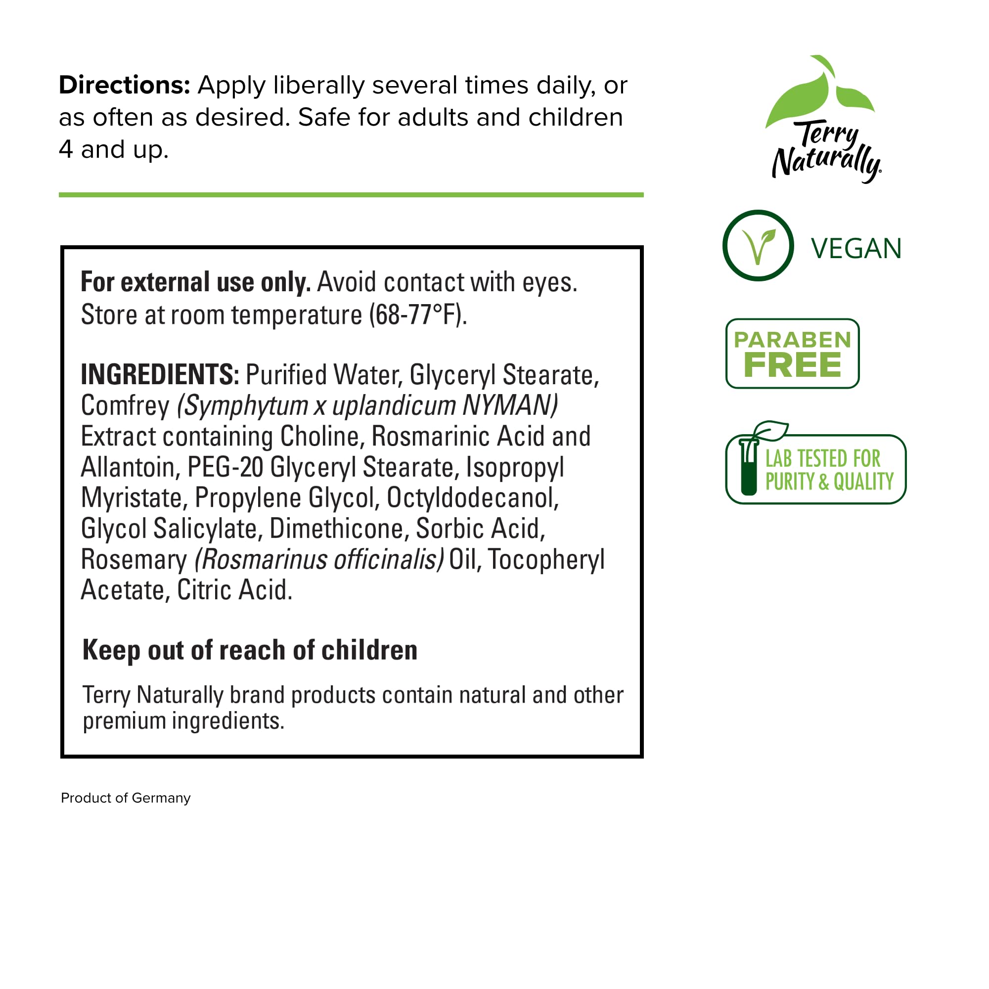 Terry Naturally Traumaplant Comfrey Cream - Cream with Herbs -Travel Size Ointment - 3.53 oz