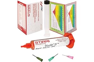 STIRRI-HT-TF no-clean high-temp soldering tacky paste flux (ROL0) - 10g syringe kit – for semiconductors, multi-step assembly, Hot Air repair/rework, prolonged exposure to heat