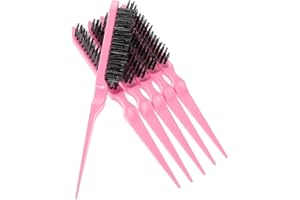 TEHAUX 6pcs Three Row Hair Teasing Combs Set Pink Detangler Scalp Comb for Hair Styling and