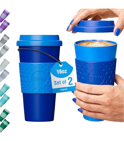 Amazon.com | Copco Iconic 16oz Double Wall Insulated Desk Mug with Lid &  Handle, Set of 2, BPA-Free Reusable Plastic, Spill-Resistant, Microwave &  Dishwasher Safe, Wide Mouth (Green/Hunter Green): Tumblers & Water