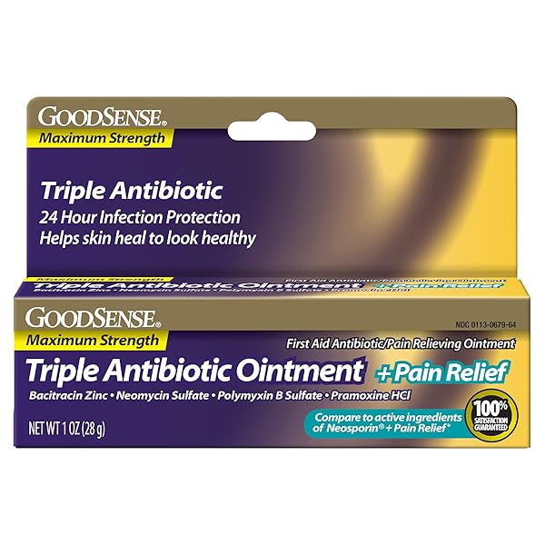 GOODSENSE MAXIMUM STRENGTH TRIPLE ANTIBIOTIC OINTMENT PLUS PAIN...