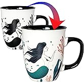 Asmwo Color Changing Mermaid Coffee Mug 16oz - Ceramic Coffee Mug, Funny Ceramic Tea Cups for Home or Office, Mermaid Gifts for Mothers Day Christmas