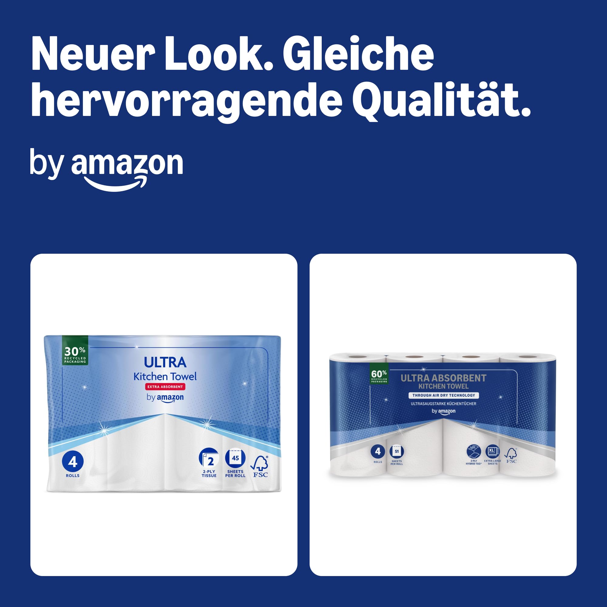by Amazon Ultrasaugfähige TAD Küchenrolle, 4 Rollen (1er-Pack), 51 Blatt pro Rolle, FSC-Zertifiziert 2