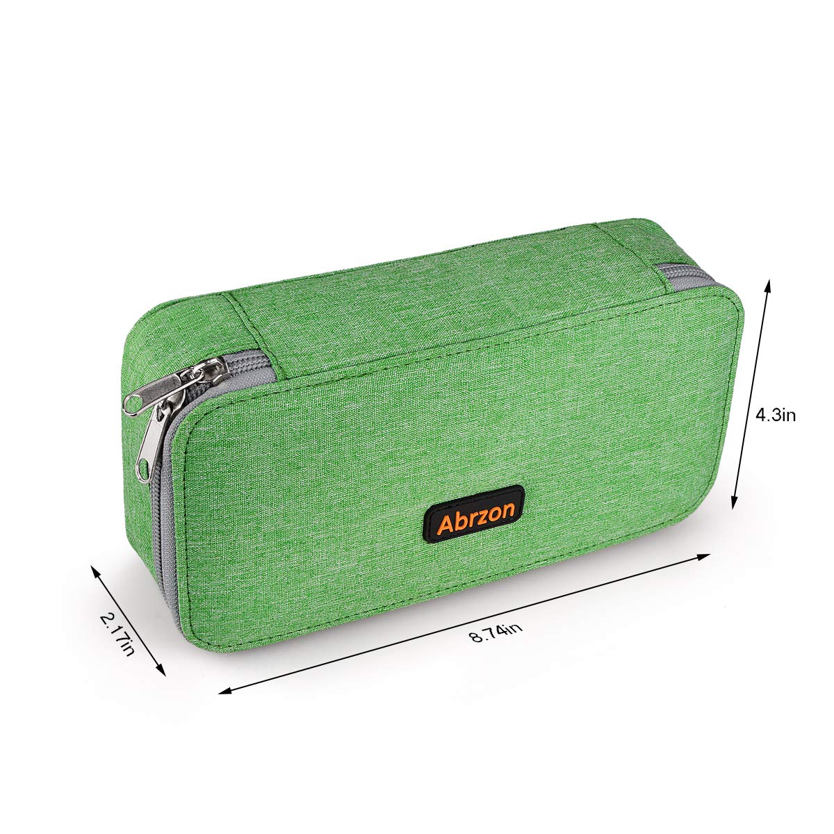 Pen Case,Big Capacity Abrzon Pencil Case Bag with Double Zippers,Middle High School & Office Supplies Adult Large Storage 8.74x4.3x2.17 inches (Green)