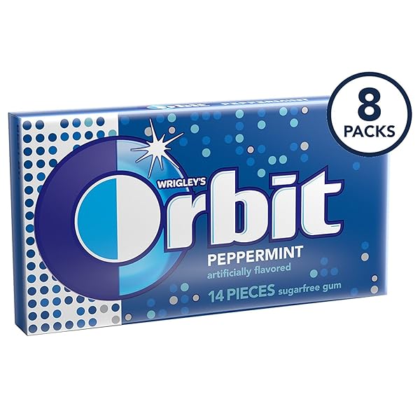 ORBIT PEPPERMINT SUGAR FREE GUM, 8 COUNT