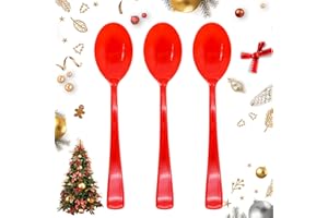 JOY AKKESS 50 Pcs Red Plastic Spoons, Red Utensils Heavy Duty, Disposable Plastic Cutlery Include 50 Spoons for Birthday, Wedding, Flag Day, Christmas