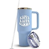 Sorority Shop Kappa Kappa Gamma 40oz Tumbler with Handle - Best Friend Tumblers for Women - Cute Sorority Engraved Tumbler - Insulated Tumblers to Keep Your Drinks Cold or Hot for Hours