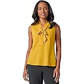 Kasper Womens Slvlss Tie Front Blouse