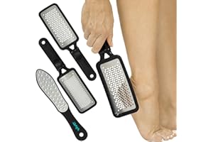 Vive Foot File (3 Pack) - Callus Remover Pedicure Tool Kit for Men, Women Care - Dead Skin Heel Scrub Shaver and Rough Patch Eliminator Remover for Dry and Wet Toe and Feet Peel - Rasp Scrubber Blade