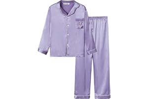 Topgal Satin Pajamas for Girls – Coat Style Unicorn Long Sleeve Silky Button Down PJ Set Size 6-16