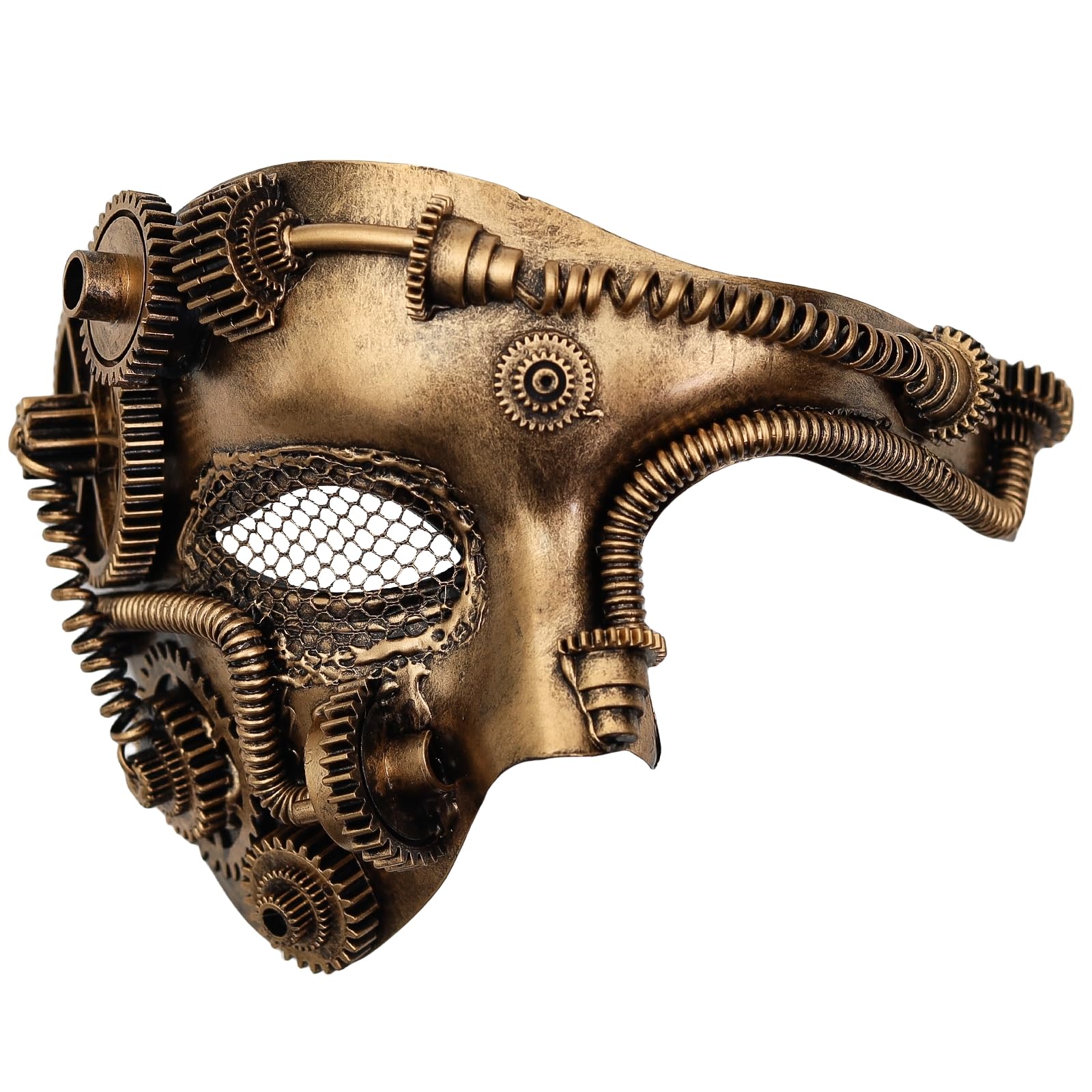 Steampunk Metal Cyborg Mesh Venetian Mask,Gold Masquerade Mask For Halloween Costume Party/Phantom Of The Opera/Mardi Gras Ball