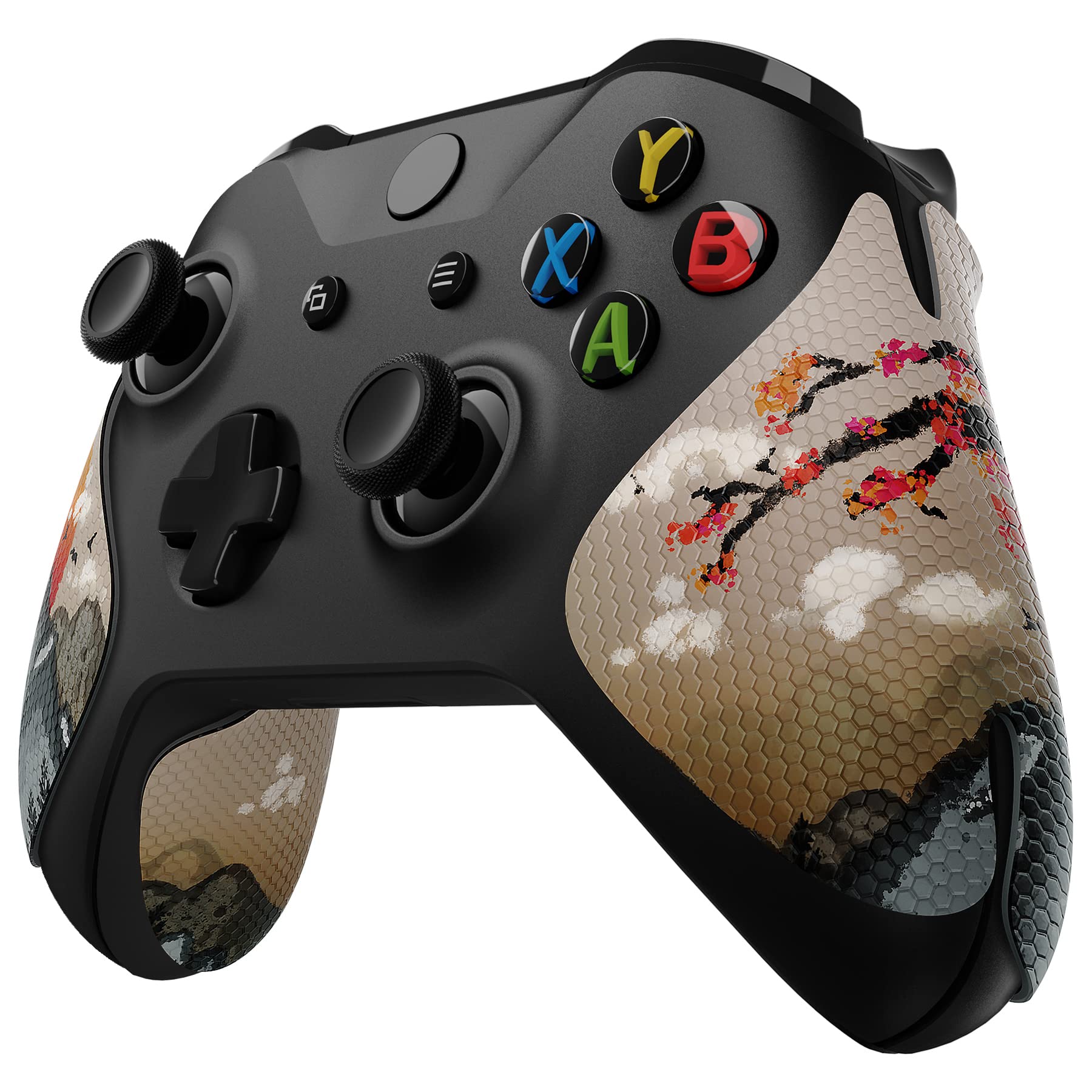 eXtremeRate Anti-Skid Sweat-Absorbent Grip for Xbox One S/X Controller, Professional Textured Soft Rubber Handle Grips for Xbox One S & X - View of Rising Sun