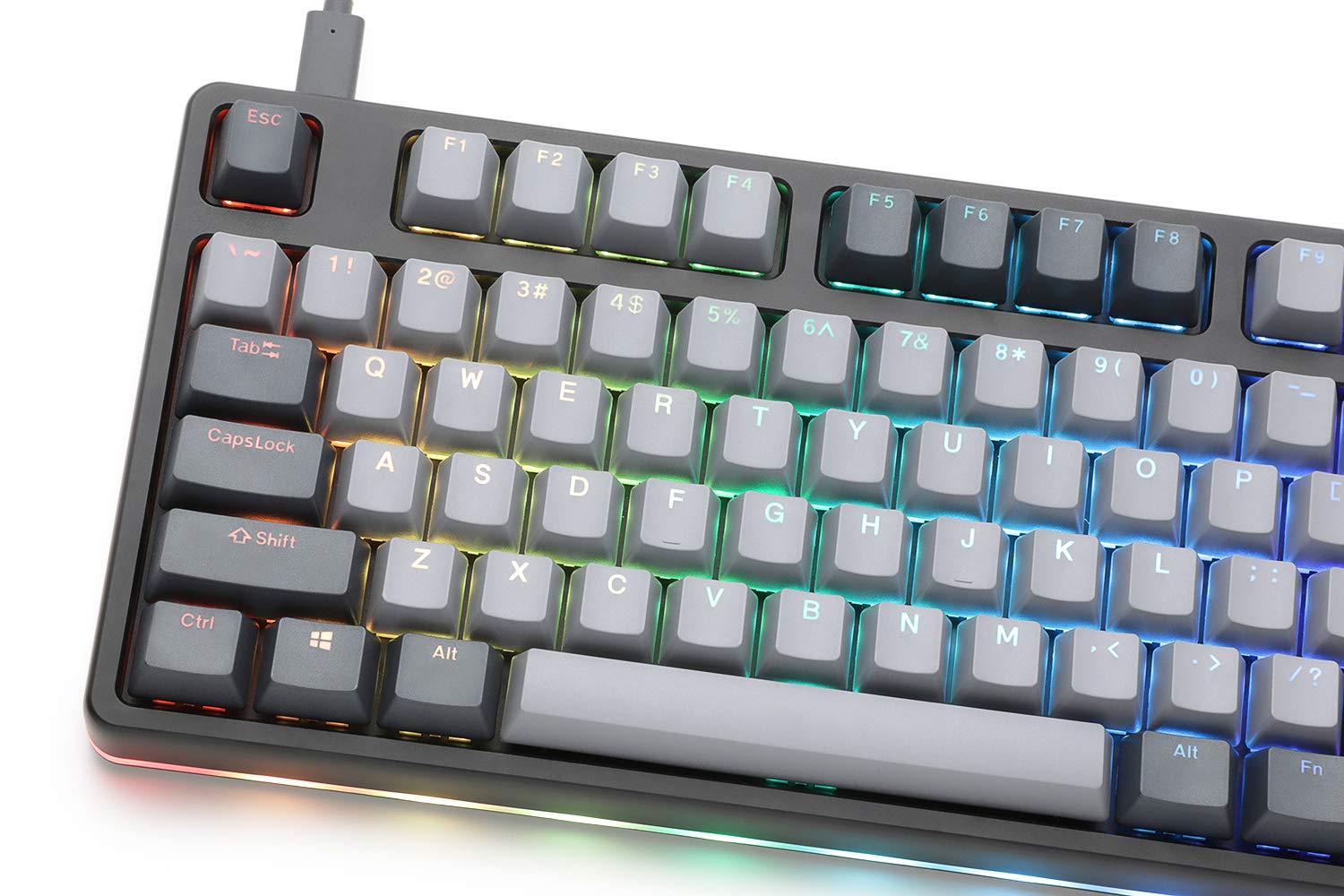 DROP CTRL High-Profile Mechanical Keyboard — Tenkeyless TKL (87 Key) Gaming Keyboard, Hot-Swap Switches, Programmable, Backlit RGB LED, USB-C, Doubleshot PBT, Aluminum (Black, Halo Clear)