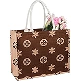 mattb Reusable Jute Shopping Tote Bag Large Burlap Travel Beach Tote Bag with Handles For Women