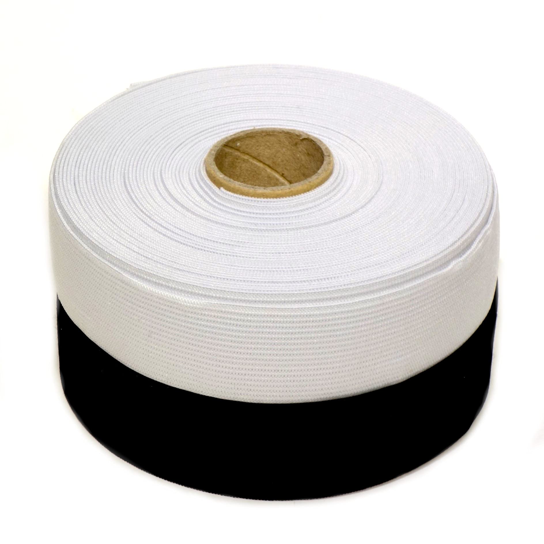 Matsa Soft Elastic Ribbon, White and Black Pack (30 mm) (Contents 2 Lots), 2 x 5 m