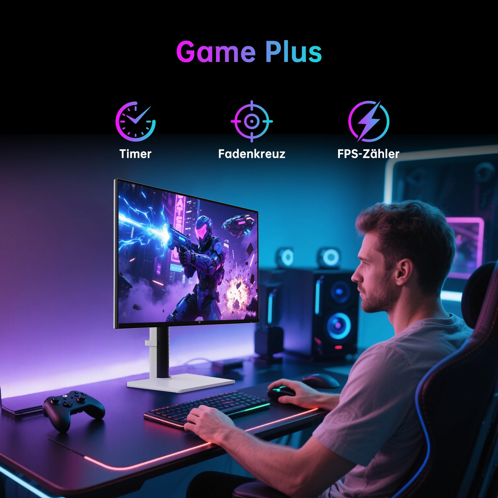 KTC 4K Gaming Monitor 27 Zoll | Dual Mode 4K@160Hz / FHD@320Hz nahtloses Umschalten | Schnelles IPS-Panel | 1ms | HDR400 | Adaptive Sync | 125% sRGB, 97% DCI-P3, ΔE<2 | USB C 90W | KVM | Weiß 9