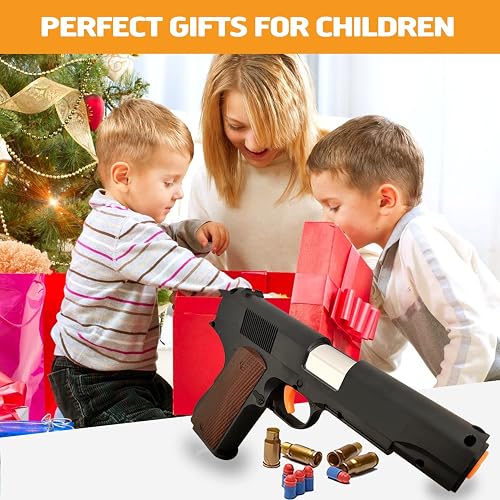 Zanktony Soft Bullet Toy Gun - Blaster With Shell Ejecting - Sturdy Toy Gun Gift Box For Christmas Birthday Present For Boys Girls Adults Age 3 Gray